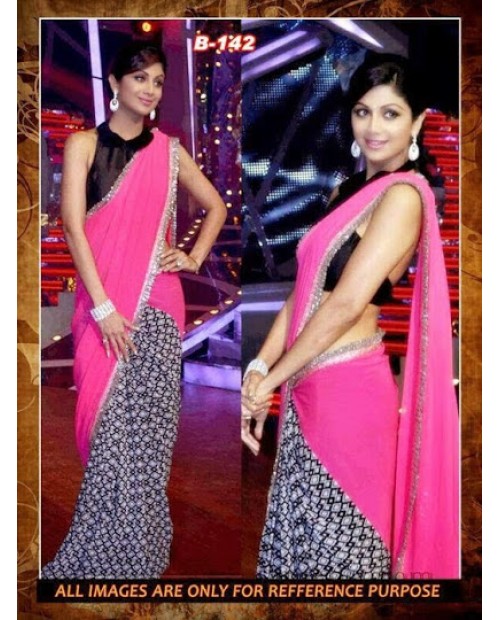 SHILPA SHETTY BOLLYWOOD SAREE-Pink